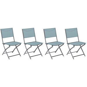 Hespéride Lot de 4 chaises jardin pliantes MODULA Vert jade   Graphite Acier, Texaline - Ancien prix : 111,96€ Hespéride