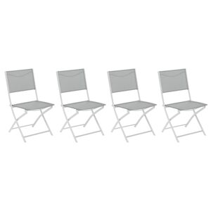 Hespéride Lot de 4 chaises jardin pliantes MODULA Galet   Blanc Acier, Texaline - Ancien prix : 111,96€ Hespéride