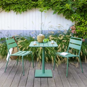 Hespéride Table de jardin carrée PHUKET Vert olive + 2 chaises 1 places et Hespéride