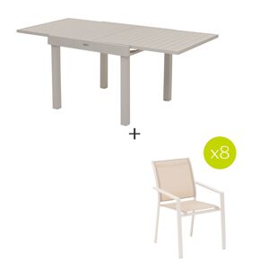 Hespéride Table de jardin extensible PIAZZA Argile + 8 chaises ESSENTIA 1 places et empilables Hespéride