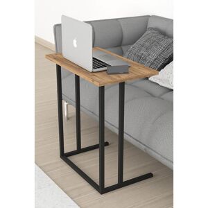 Miyosa Home Pied en métal Table basse Table de service pour ordinateur portable Table de petit déjeuner gigogne Table de travail pin salon Mini canapé en bois marron blanc - Publicité