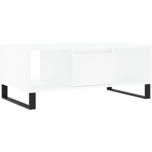 vidaXL Table Basse, Table d'Appoint avec 2 Compartiments et Tiroir, Bout de Canapé avec Pieds Salle de Séjour, Moderne, Blanc Bois d'Ingénierie - Publicité