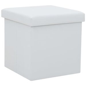 vidaXL Tabouret Rangement Pliable Similicuir Blanc Coffre Stockage Siège Pouf - Publicité