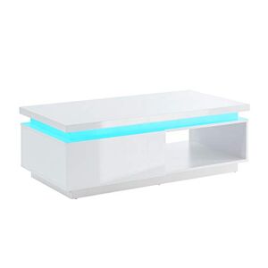 BAÏTA Cosmos Table Basse à LED, laqué, Blanc, 120cm - Publicité
