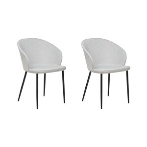 Beliani Set de 2 Chaises de Repas Rembourrées avec Accoudoirs Design Rétro en Tissu Polyster Gris Clair Mason - Publicité