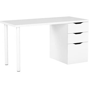 Habitdesign LOUNGITUDE Bureau réversible avec Caisson 2 tiroirs L138 cm Blanc - Publicité