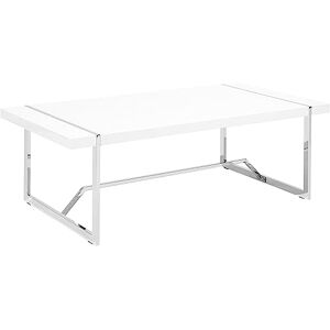 Beliani Table Basse Rectangulaire 120 x 60 en MDF Blanc Laqué et Métal Chromé pour Salon de Style Moderne ou Contemporain - Publicité