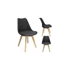 BDW Lot de chaises de salle à manger rembourrées et douces 1/2/4 Style scandinave En plastique- Couleur au choix Vintage, design rétro, chaises de salon, salon, Noir, 2er - Publicité