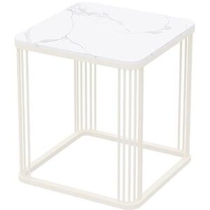 IMYOGI Table de Chevet exquise pour Chambre à Coucher et Maison, Table d'appoint carrée Moderne, Petite Table Basse, Table d'appoint en marbre Robuste pour Petits espaces, Cadre en métal, Or/Blanc (Taille : - Publicité