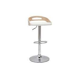 Miliboo Tabouret de Bar réglable Design Bois Clair et polyuréthane Blanc Mano - Publicité