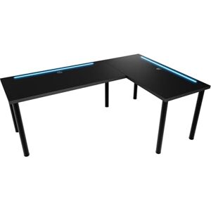 MÖBELSYSTEM Grand Bureau d'angle en l réversible Table de Bureau avec LED intégré, Bureau d'angle Gaming en Forme L, Fabriqué en UE, Noir - Publicité