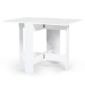 IDMarket - Table Console Pliable EDI 2-4 Personnes Bois Blanc Plateau façon  hêtre 103 x 76 cm