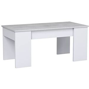 Habitdesign Table Basse surélevée, Table de Salon ou de Salle à Manger, modèle LC, Fini en Blanc Artik et Couleur Ciment, Dimensions: 100 cm (Largeur) x 50 cm (Profondeur) x 45-56 cm (Hauteur) - Publicité