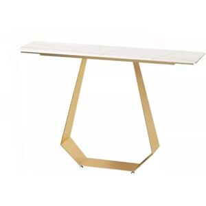 Begonial Table Console, Table d'entrée étroite avec Base en métal, Table d'entrée en Dalle de Roche, Design de Rangement spacieux, Acier au Carbone (Style 4 100 x 30 x 80 cm) - Publicité