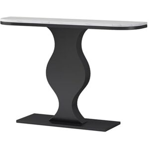 HYIWSIJT Table Console, Table Console pour Couloir, Table de canapé étroite Moderne, Plateau en Plaque de Roche, Table d'appoint incurvée avec Base en métal doré (Style 1 120 x 30 x 80 cm) - Publicité