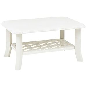 Rantry Table basse blanche 90 x 60 x 46 cm en plastique, table de salon, table de bureau, chambre à coucher, jardin - Publicité