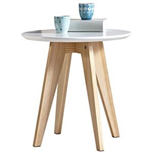 Demeyere Table Basse Ronde en Bois – Style Scandinave Blanc au Design Epuré et Elégant pour Salon – Format 40 * 40 * 40 CM – Produit Durable - Publicité