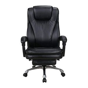 AkosOL Chaise de travail à domicile, chaise de patron, grande et haute, en cuir reconstitué, chaise de bureau à dossier haut, base en métal, support lombaire réglable intégré avec repose-pieds, noir et marr - Publicité