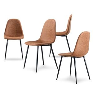 Stanew Lot de 4 chaises de salle à manger Style vintage et scandinave Avec pieds en métal Convient pour salle à manger, salon, chambre, cuisine et bureau (marron) - Publicité