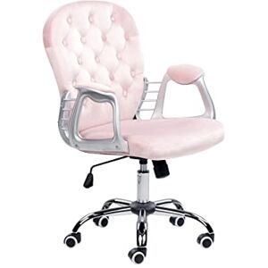 Beliani Chaise de Bureau Pivotante avec Dossier Réglable en Velours Rose Princess - Publicité