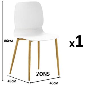 Zons MAZ Chaise en métal avec Assise en PP Blanc, 46 x 49 x 86 cm - Publicité