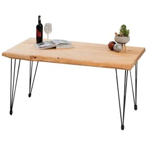 Gozos Berne Table à Manger Moderne avec Plateau en Bois Massif Brut d'Epicéa, table de salon Main de Cuisine et de Salon avec Pingu -Pieds en Métal Laqué, 50 mm d'épaisseur, 4-6 Personnes, 140 x 90 cm - Publicité