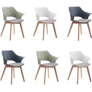 BenyLed Lot de 6 chaises de Salle à Manger avec Revêtement en Tissu ; Chaises de Salon Chaises Longues Design Sculpté en Creux avec Accoudoir (Blanc+Vert+Bleu) - Publicité