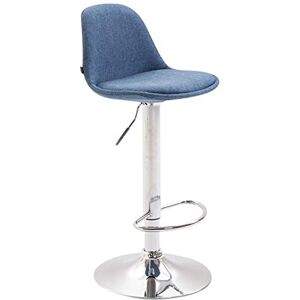 CLP Tabouret De Bar Design Kiel Tissu I Réglable en Hauteur Assise Et Dossier Rembourrée I Chaise De Bar avec Repose-Pied, Couleur:Bleu, Couleur du Cadre:Chrome - Publicité