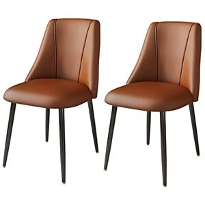 XGFXGF Ensemble de 2 chaises de Salle à Manger Modernes avec Dossier en Coussin en PU, chaises d'appoint de Salon Modernes du Milieu du siècle avec Pieds en métal (Couleur : Marron, Tail - Publicité