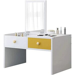 Coiffeuse，Mini Bureau Minimaliste, Petite Table Basse Moderne multifonctionnelle, avec Miroir Rabattable et 1 tiroir pour Chambre à Coucher (A) - Publicité