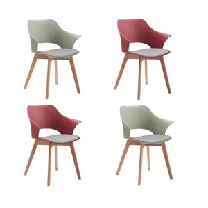 BenyLed Lot de 4 Chaises de Salle à Manger avec Revêtement en Tissu ; Chaises de Salon Chaises Longues Design Sculpté en Creux avec Accoudoir (Vert+Rouge) - Publicité