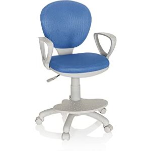 hjh OFFICE 671010 Chaise de Bureau pour Enfant Kid Colour G1 Fauteuil pivotant avec Repose-Pieds et Assise réglable en Hauteur, Ergonomique, Tissu Bleu/Gris - Publicité