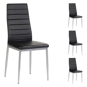IDIMEX Lot de 4 chaises de Salle à Manger Nathalie piètement métallique Couleur Aluminium revêtement synthétique Noir - Publicité