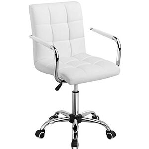 Yaheetech Chaise Blanche Ergonomique Hauteur Réglable Chaise de Bureau avec Roues Multidirectionnelles Accoudoirs Amovibles 60,5cm L x 55cm l x (88,5-103) cm H - Publicité