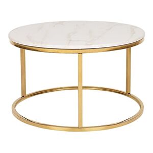 Beliani Table Basse Ronde avec Plateau Effet Marbre Beige en MDF et Cadre en Métal Doré au Style Moderne et Glamour - Publicité