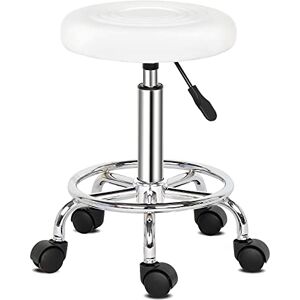 Alightup Tabouret de Bureau Tabouret à roulettes Professionnel Rotation à 360° Chaise a Roulette Salon de Massage Cuisine Bureau Hauteur Réglable pour Clinique Pub Couture Peintre Coiffeuse Piano Blanc - Publicité