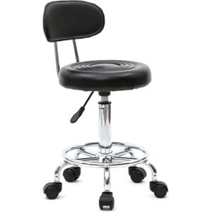 KOMHTOM Tabouret Coiffeuse avec Dossier Tabouret roulettes Professionnel Reglable en Hauteur Tabouret Bureau Ergonomique, Pivotantes, Polyvalent(Noir-D) - Publicité