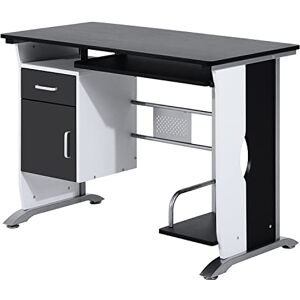 HOMCOM Bureau Informatique Design en MDF 100 L x 52 I x 75H cm Noir et Blanc - Publicité