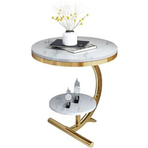 FVTVHEV Table basse table dappoint chambre Table Basse Ronde Marbre Table Café table dappoint salon table d'angle Meubles De Salon Plateau de table en marbre et support en fer Facile à assembler(Color - Publicité