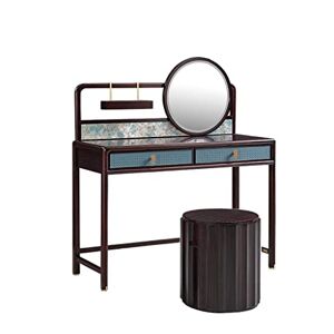 ELEVATING Coiffeuse en ébène Commode et tabouret Combinaison Meubles de chambre à coucher avec miroir Double tiroir Poignées métalliques Coiffeuse de maquillage (couleur : B, taille : 110 cm) - Publicité