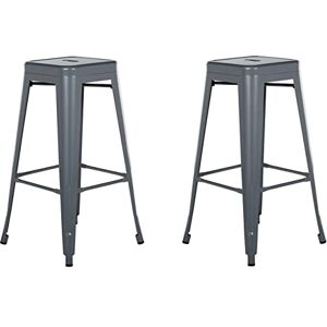 Beliani Lot 2 Chaises Tabourets de Bar Industriels en Acier Gris 76 cm Empilables et Pratiques pour Cuisine ou Salle à Manger au Design Moderne - Publicité