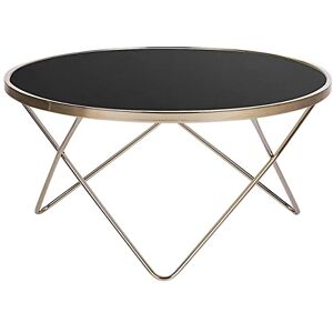 Beliani Table Basse Ronde avec Plateau en Verre Noir et Structure en Métal Doré pour Salon Moderne et Glamour - Publicité