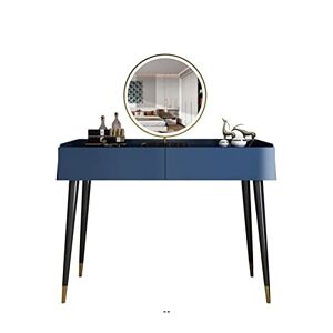 Ensemble de coiffeuse de luxe avec miroir HD LED 3 couleurs, tabouret confortable, style simple et moderne, cadeau pour fille (couleur : bleu, taille : 80 cm) - Publicité