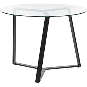 Beliani Table à Manger Moderne Ronde Glamour ⌀ 100 cm 4 Places en Verre Trempé Plateau Noir Kebri - Publicité