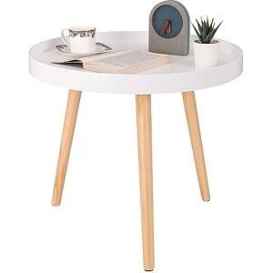 WOLTU Table Basse Ronde en Bois Massif, Petite Table de Salon Décoratif Table d'appoint Moderne Blanche Chêne 50x44 cm (ø x H) TS143ws - Publicité