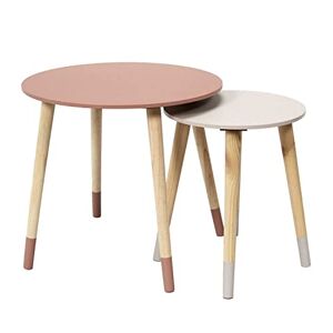 HOME DECO FACTORY The Lot de 2 Tables Basses Gigognes Rondes Bicolore Rose, Bois d'ingénierie, Small 33 x 40 cm-Tall 43 x 48 cm - Publicité