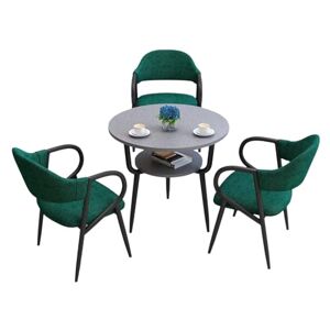 Table de Salle a Manger Ronde pour 3 Personnes avec Chaises pour Cuisine, Salle de Réception, Plateau de Table en MDF/Pierre，Siège Confortable avec Coussin Rembourré，Installation Facile (Color : M GR - Publicité