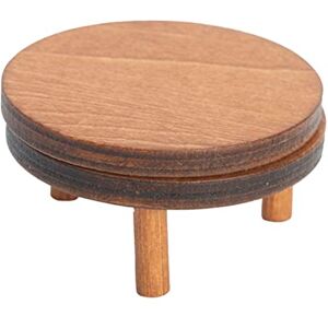 Harilla Simulation Miniature Table Ronde Artisanat Mignon Photo Props Tilleul Présentoir 1:12 Mini Bureau En Bois pour Dollhouse Meubles DIY - Publicité