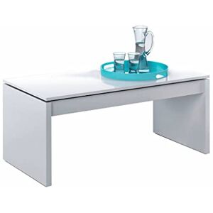 Habitdesign Table Basse relevable, modèle Zenit, Table Basse de Salle à Manger-Salon, Finition Blanc Brillant, Dimensions : 102 cm (L) x 43/54 cm (H) x 50 cm (P) - Publicité