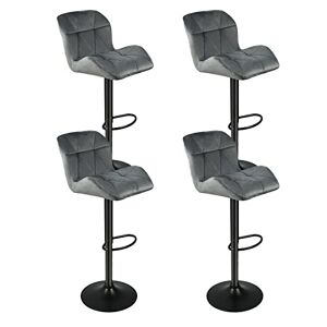 LANTUS Lot de 4 Tabourets de Bar Hauteur Réglable,Tabourets de Bar Siège en Velours avec Dossier et Repose-Pieds,360° Rotation pour Bistrots,Bar,Bureau, Chaise Haute Bar Moderne - Publicité